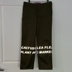 Cactus Plant Flea Market 3M Reflective Graphic Print Pants - Olive size 2